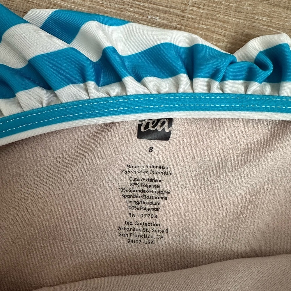 Tea Collection Turquoise and White Ruffled Bikini Bottom - Picture 4 of 5